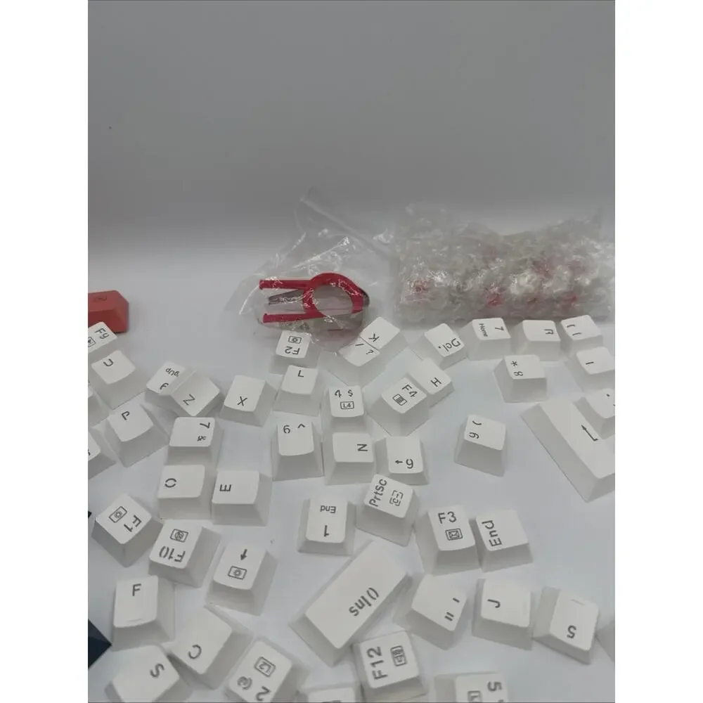 Set de Keycaps PBT Double-shot – Estilo Retro Blanco, Gris y Coral (Perfil CSA).
